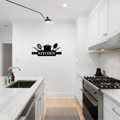 Custom Kitchen Metal Wall Sign - Utensils