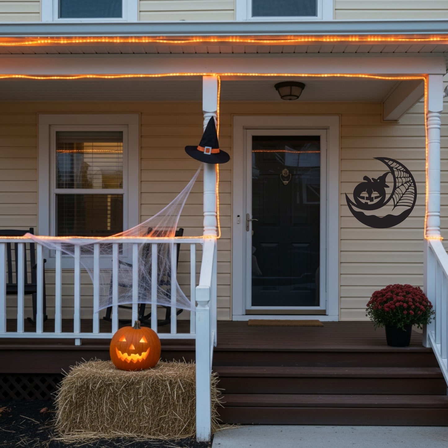 Halloween Pumpkin Witch Metal Wall Art