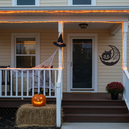 Halloween Pumpkin Witch Metal Wall Art