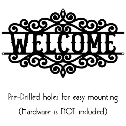 Ornamental Welcome Metal Wall Art Sign