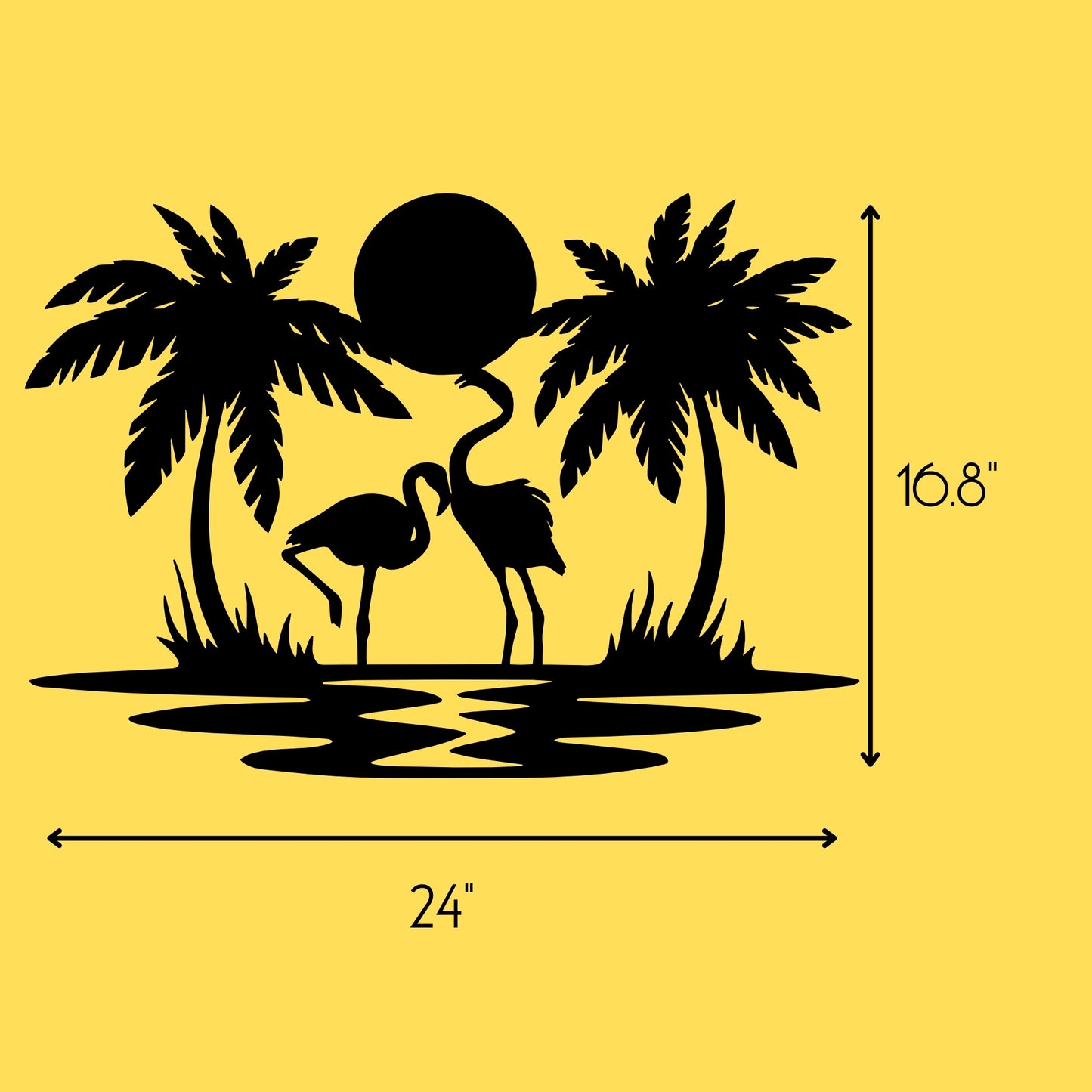 Tropical Flamingo Sunset Metal Wall Art