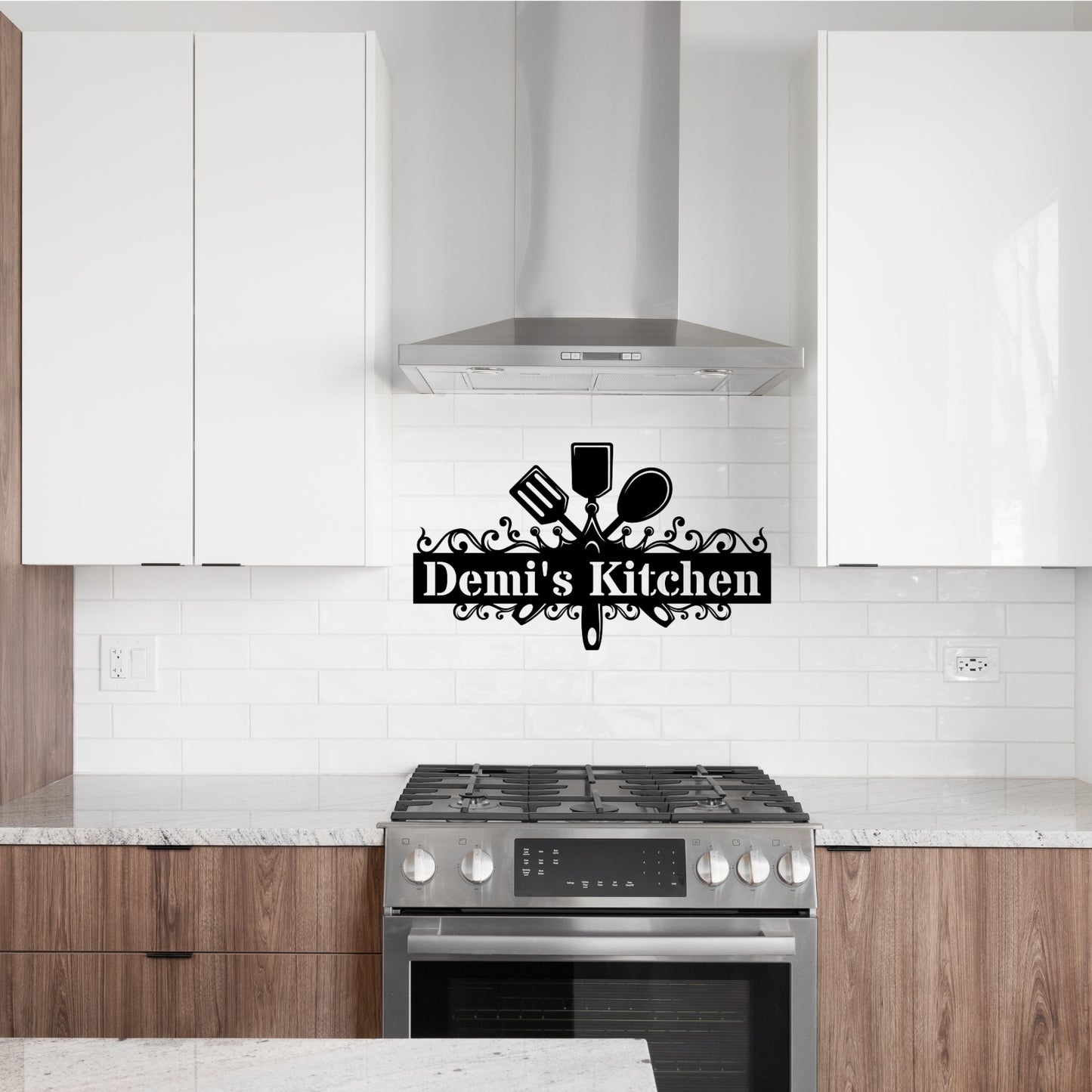 Custom Kitchen Utensil Metal Wall Art Sign - Personalized Text Design