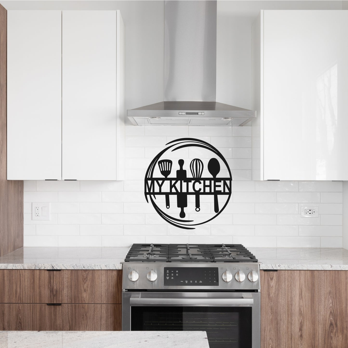 Personalized Kitchen Name Metal Wall Art - Circular Cooking Design