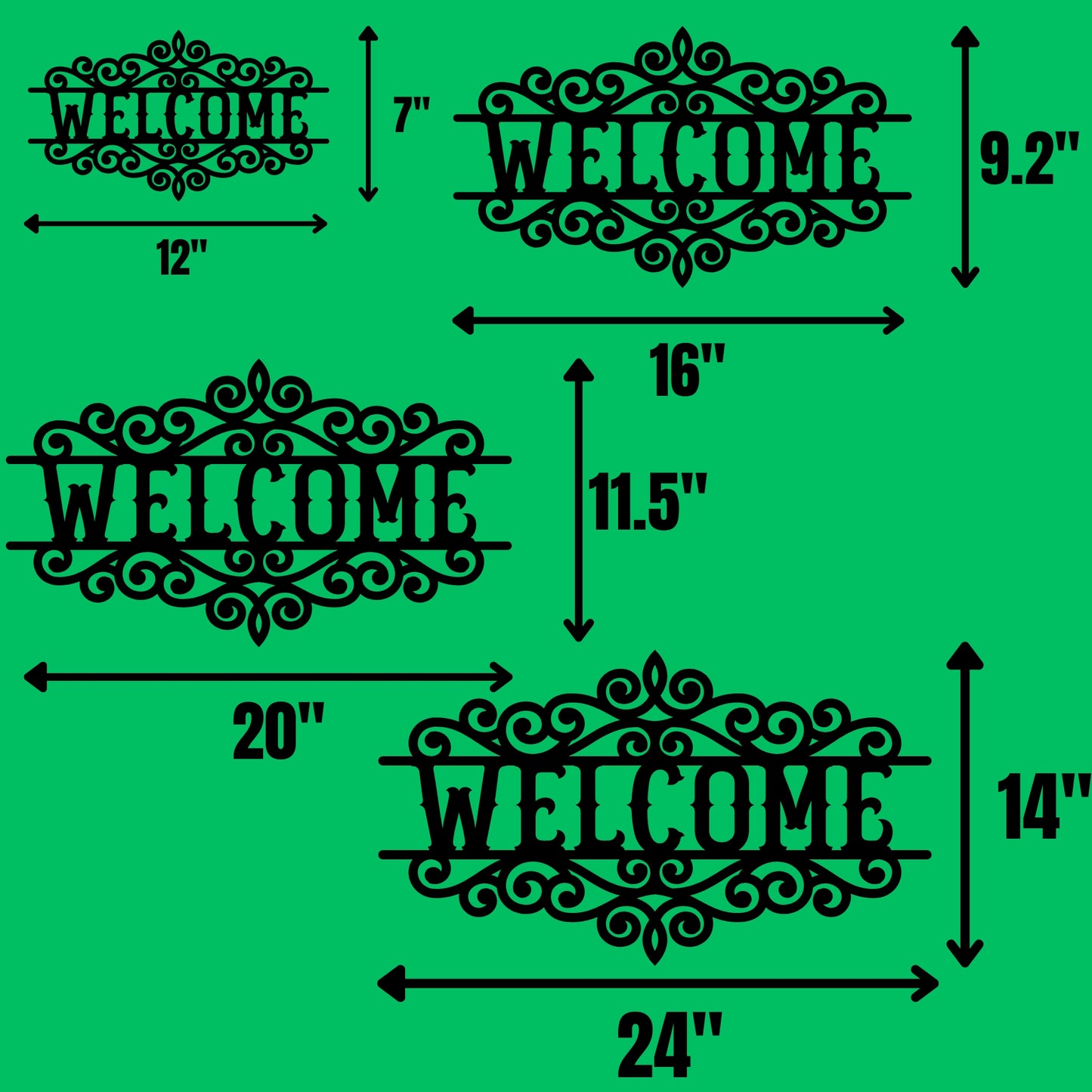 Ornamental Welcome Metal Wall Art Sign