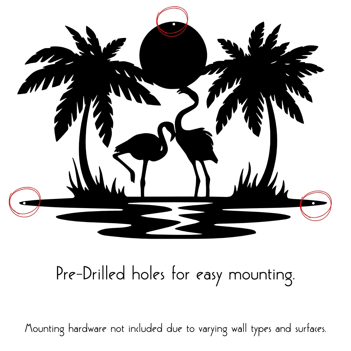 Tropical Flamingo Sunset Metal Wall Art