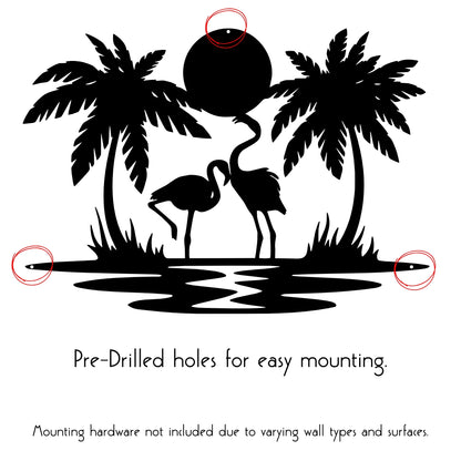 Tropical Flamingo Sunset Metal Wall Art