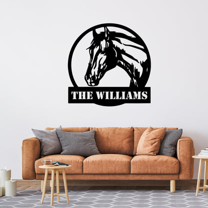 Custom Horse Metal Wall Art - Personalized Farm & Stable Sign