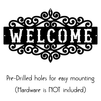 Decorative Welcome Metal Wall Art with Scrollwork Frame
