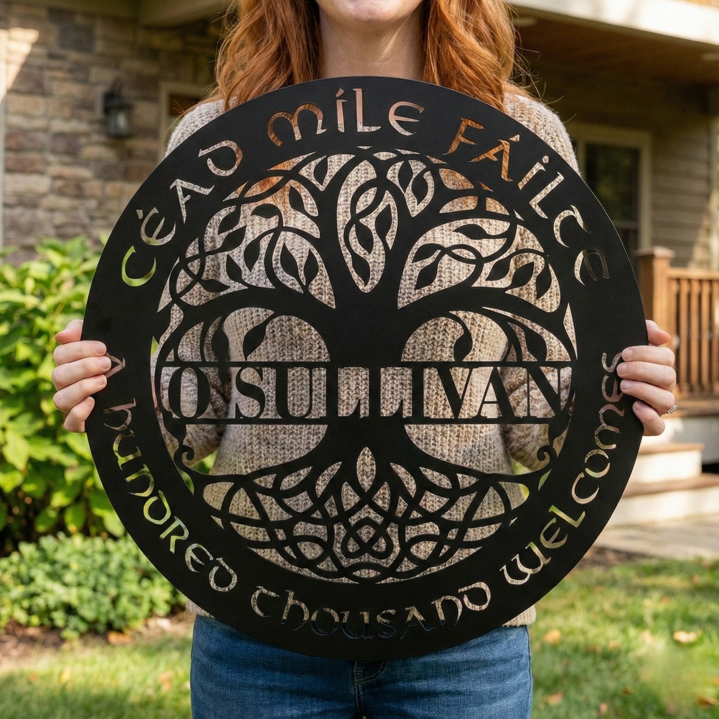 Custom Celtic Tree of Life Metal Wall Art with Family Name & Quote