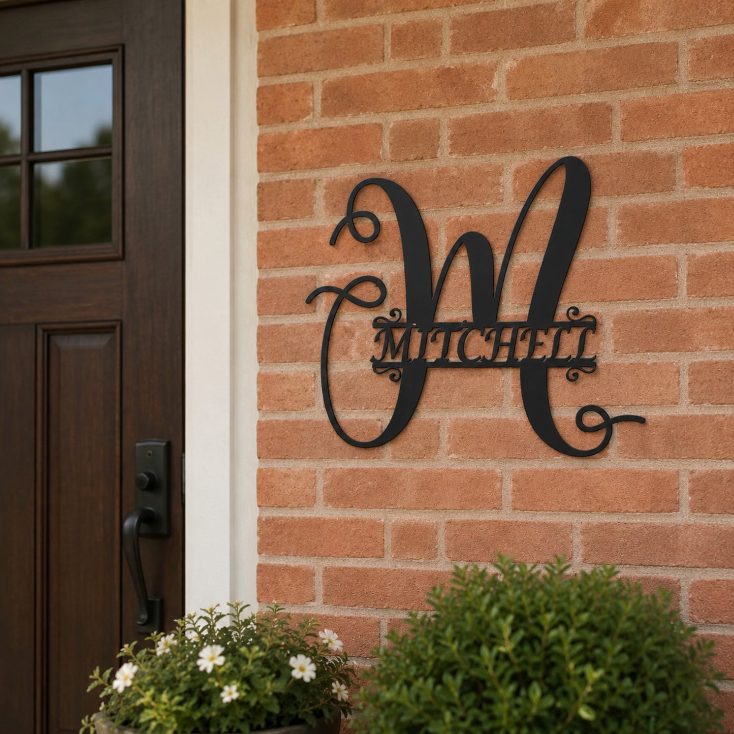 Calligraphy Family Name Monogram Metal Wall Art
