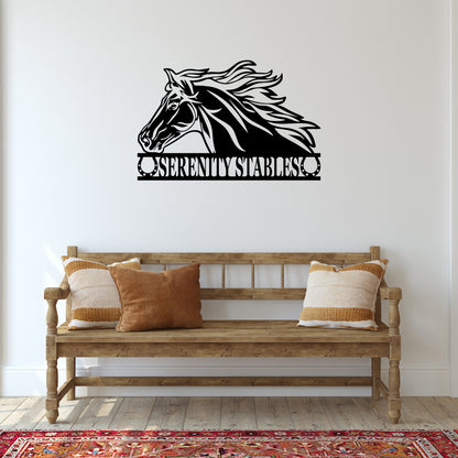 Custom Horse Metal Wall Art - Personalized Name Sign