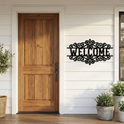 Ornamental Welcome Metal Wall Art Sign