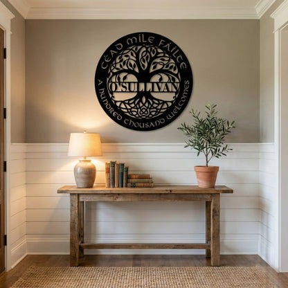Custom Celtic Tree of Life Metal Wall Art with Family Name & Quote