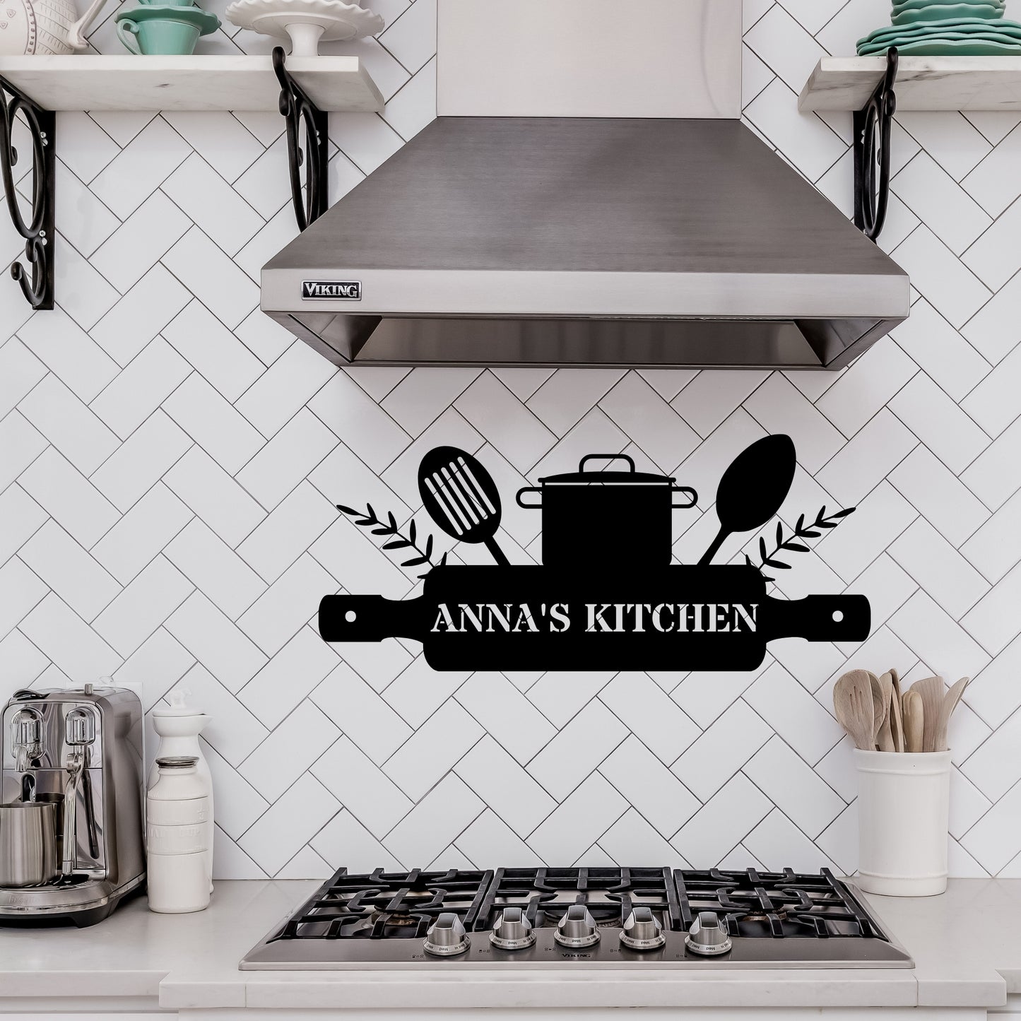 Custom Kitchen Metal Wall Sign - Utensils