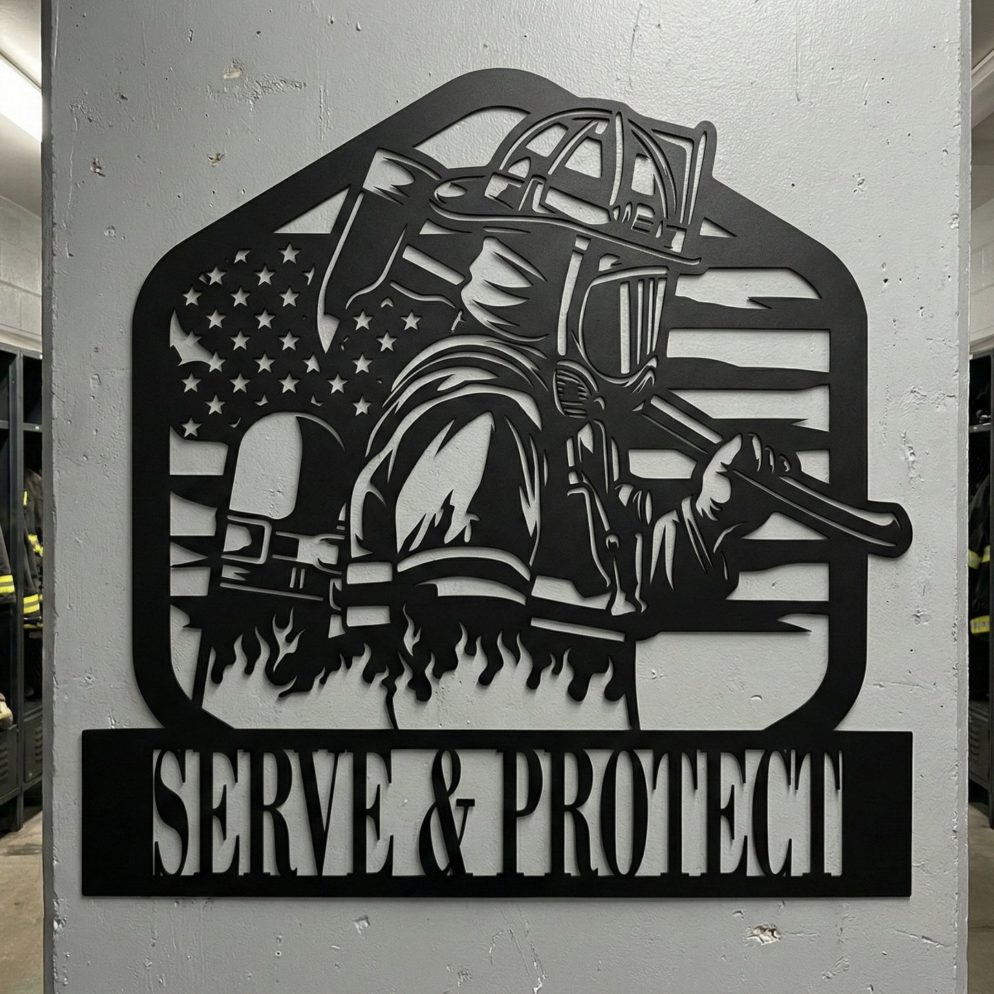 Firefighter Metal Wall Art with Custom Text