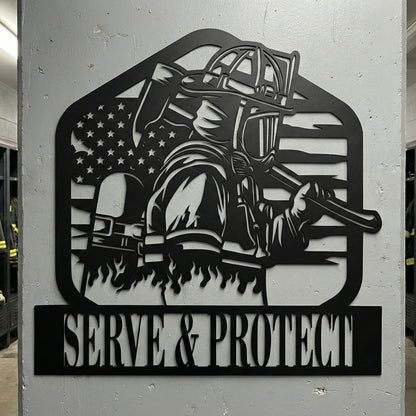 Firefighter Metal Wall Art with Custom Text