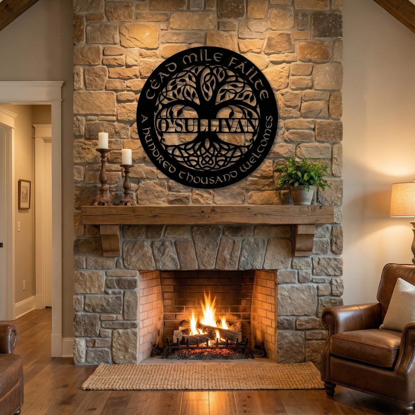 Custom Celtic Tree of Life Metal Wall Art with Family Name & Quote