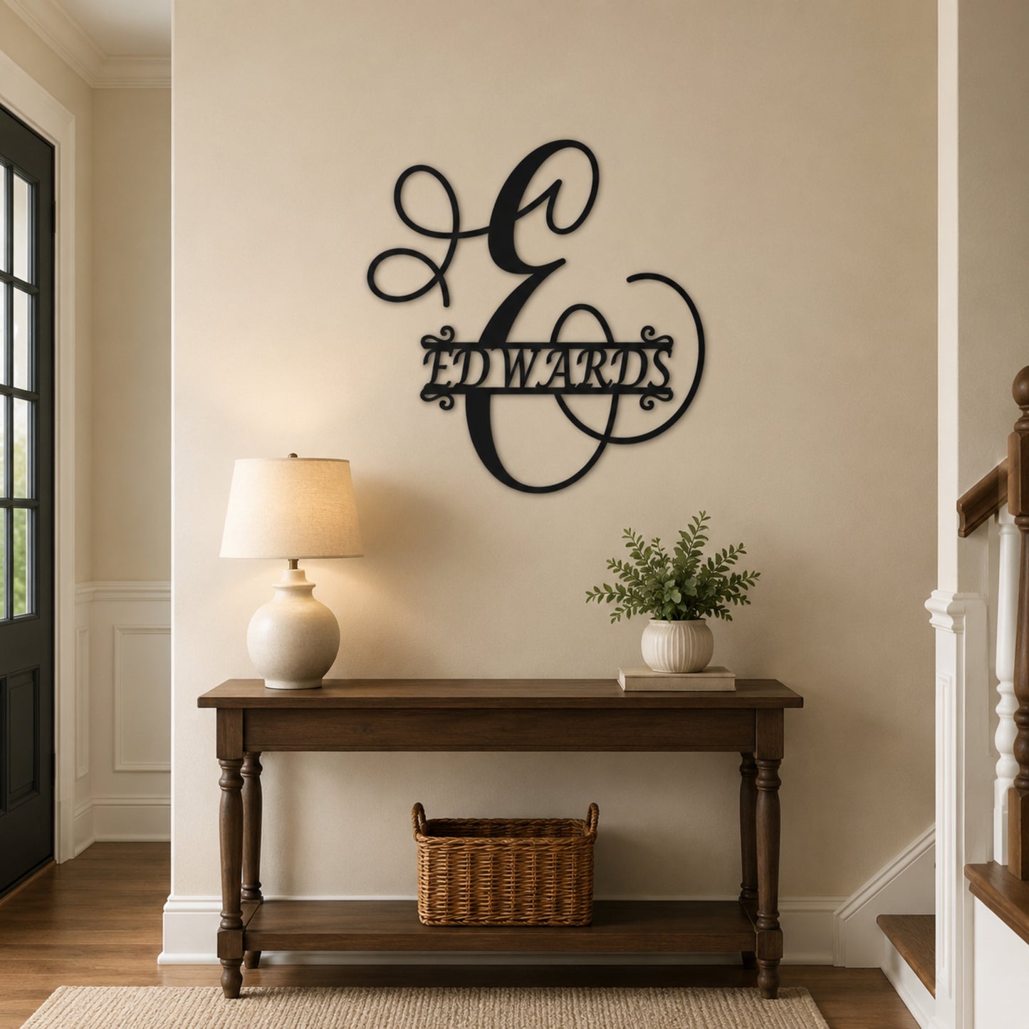 Calligraphy Family Name Monogram Metal Wall Art