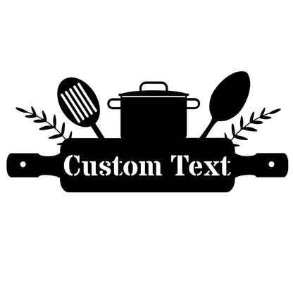 Custom Kitchen Metal Wall Sign - Utensils