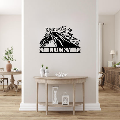 Custom Horse Metal Wall Art - Personalized Name Sign