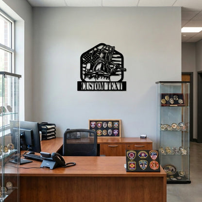 Firefighter Metal Wall Art with Custom Text