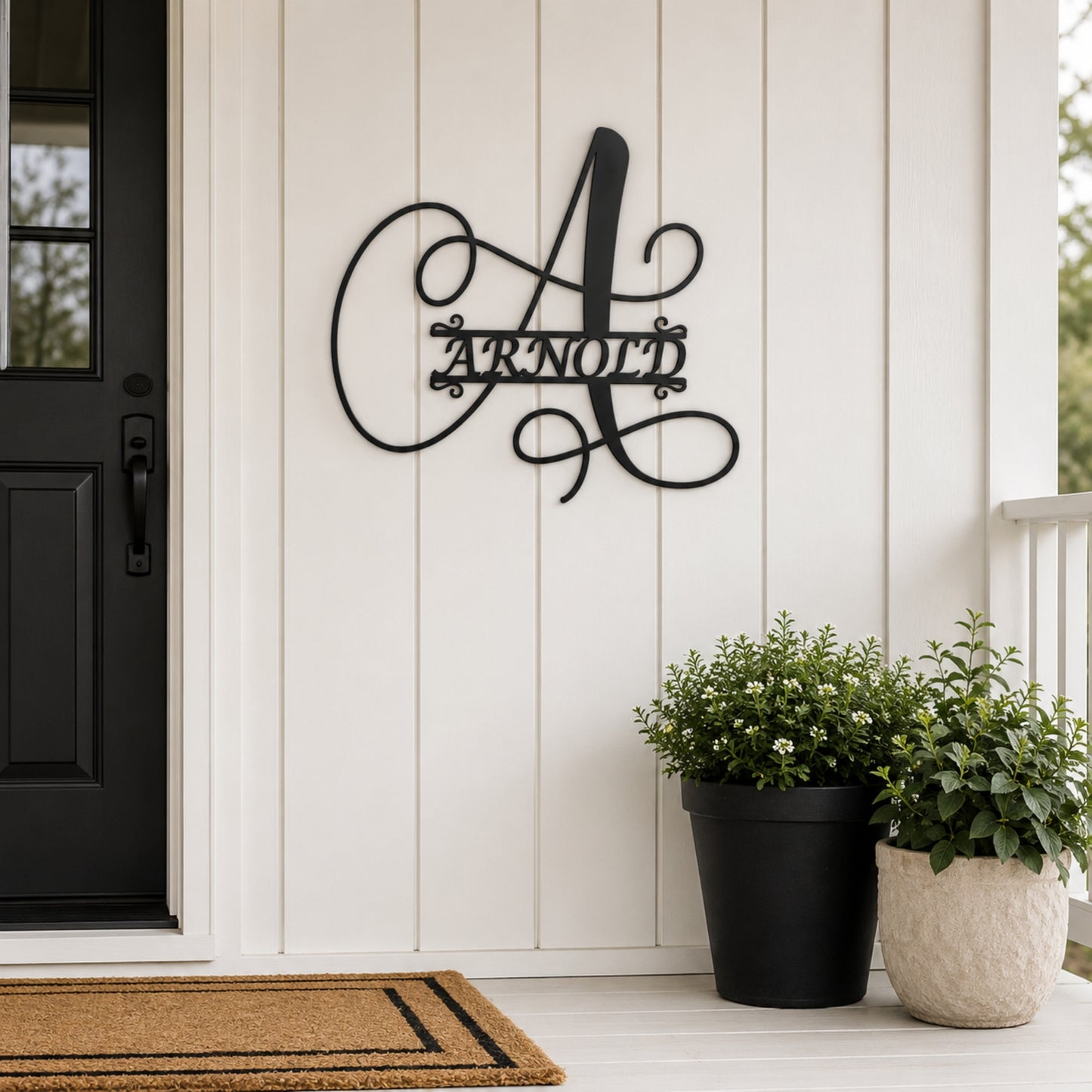 Calligraphy Family Name Monogram Metal Wall Art