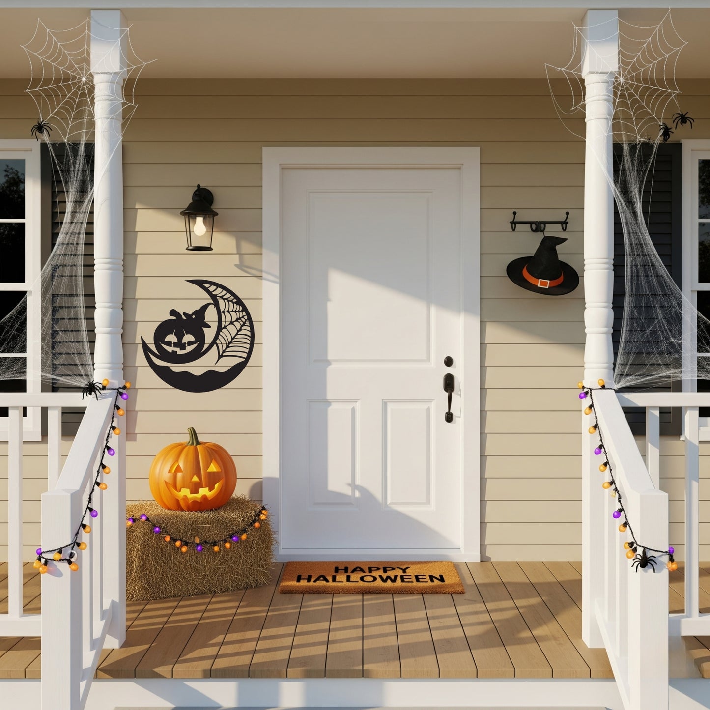 Halloween Pumpkin Witch Metal Wall Art
