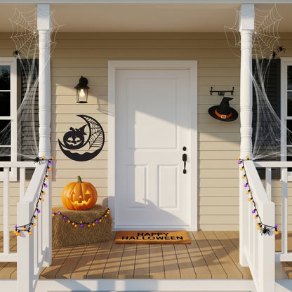 Halloween Pumpkin Witch Metal Wall Art