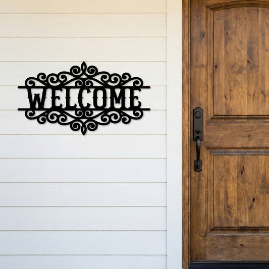 Ornamental Welcome Metal Wall Art Sign