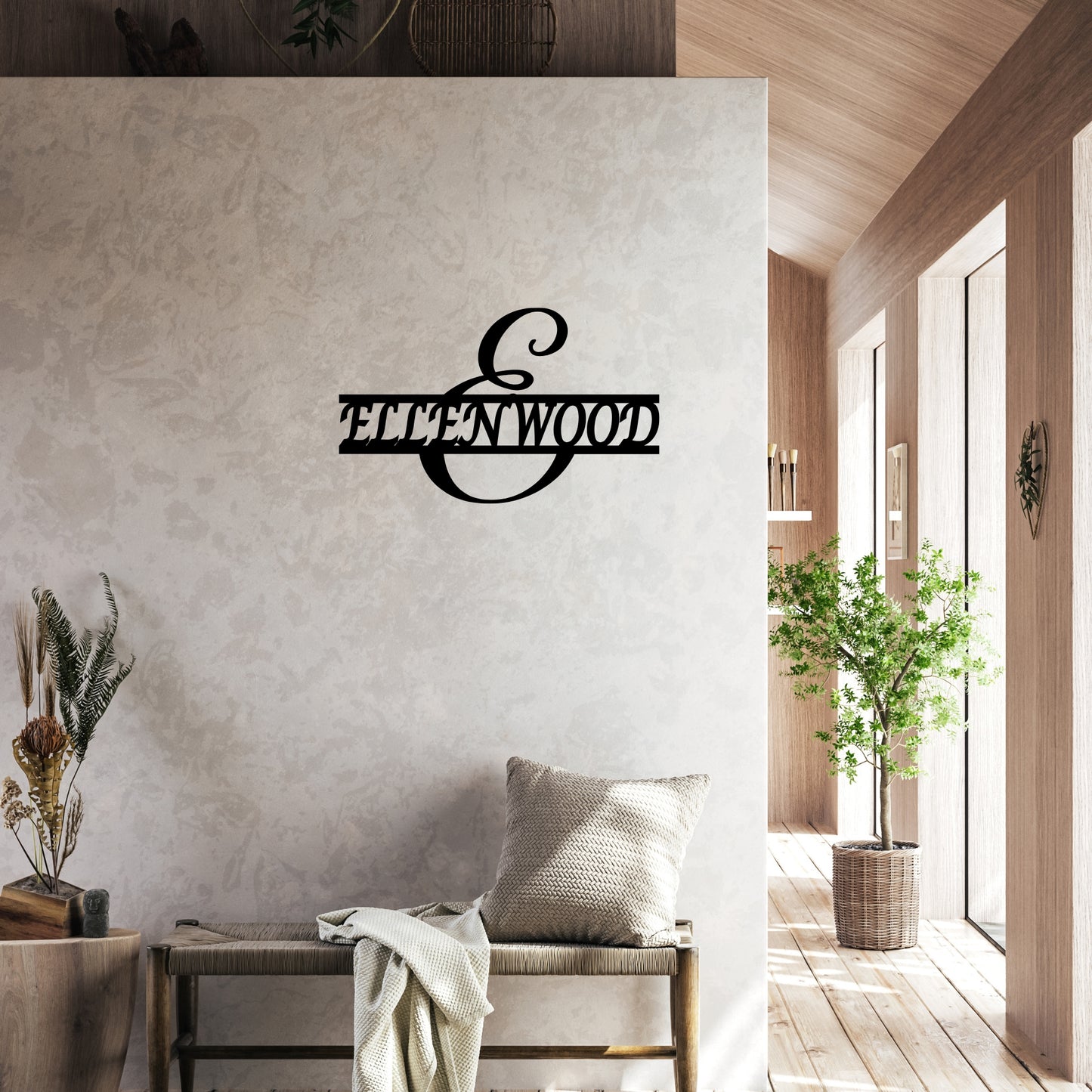 Custom Script Initial Metal Wall Art with Family Name