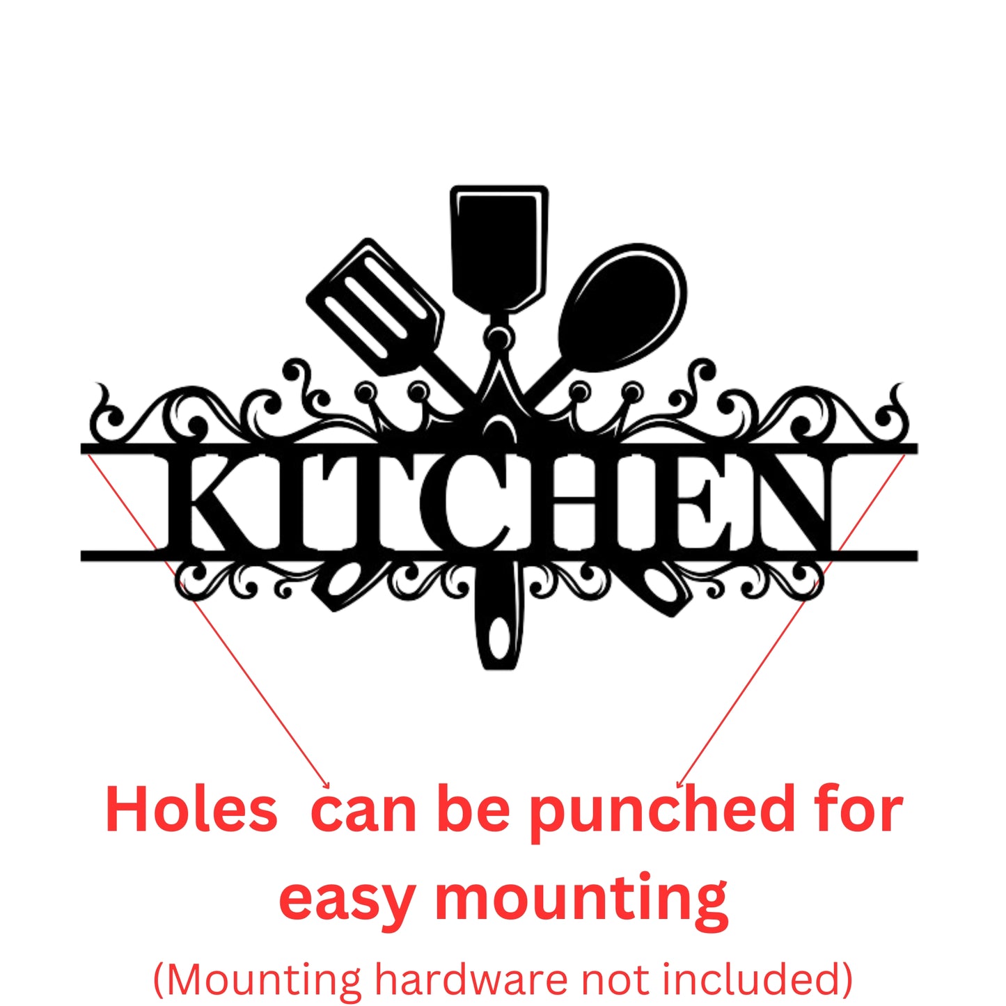 Custom Kitchen Utensil Metal Wall Art Sign - Personalized Text Design