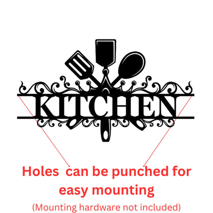 Custom Kitchen Utensil Metal Wall Art Sign - Personalized Text Design
