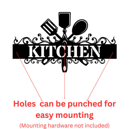 Custom Kitchen Utensil Metal Wall Art Sign - Personalized Text Design