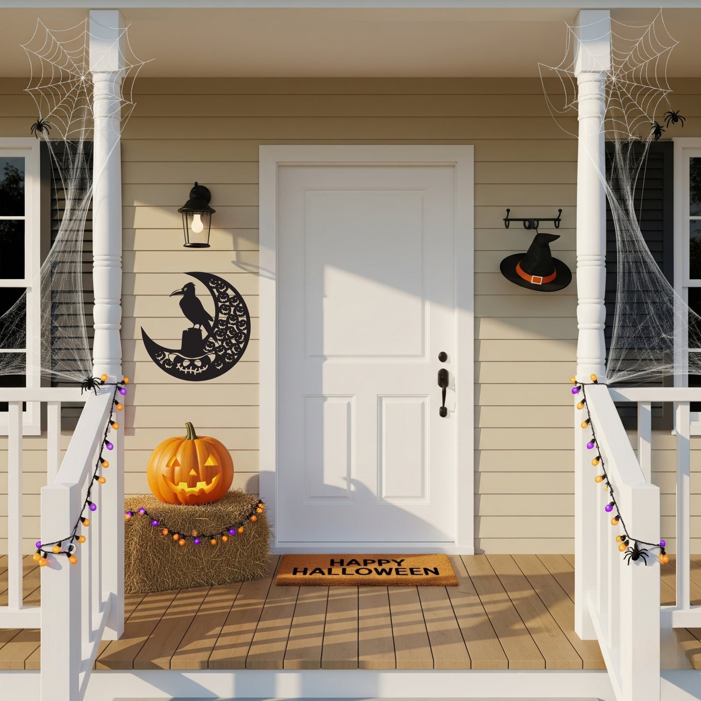 Halloween Raven Pumpkin Metal Wall Art