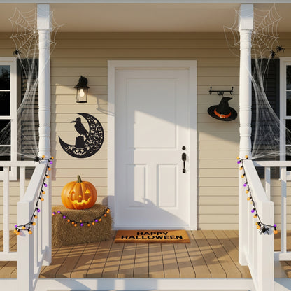 Halloween Raven Pumpkin Metal Wall Art