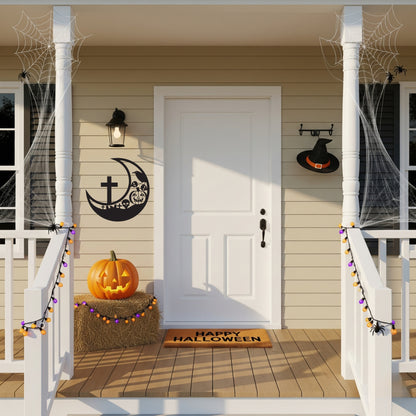 Halloween Cemetery Cross Metal Wall Art