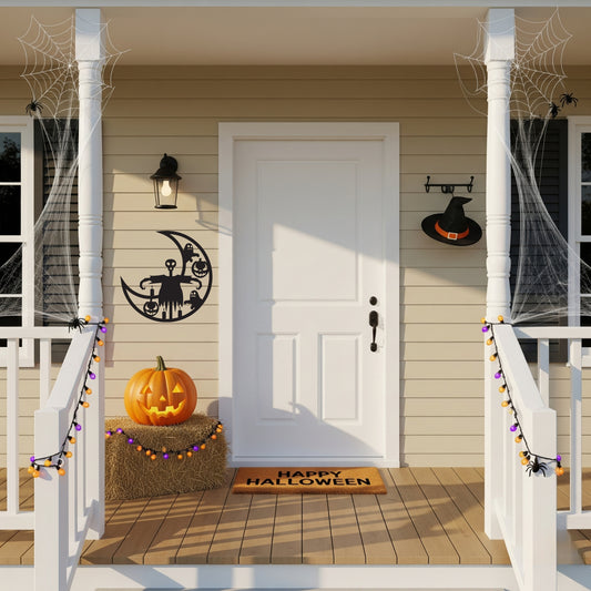 Halloween Moon Scarecrow Metal Wall Art