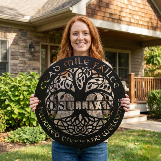 Custom Celtic Tree of Life Metal Wall Art with Family Name & Quote