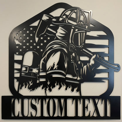 Firefighter Metal Wall Art with Custom Text