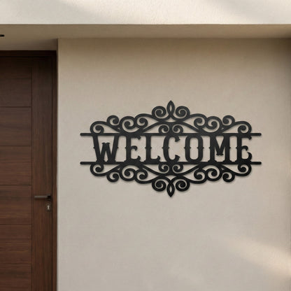 Ornamental Welcome Metal Wall Art Sign
