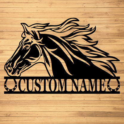 Custom Horse Metal Wall Art - Personalized Name Sign