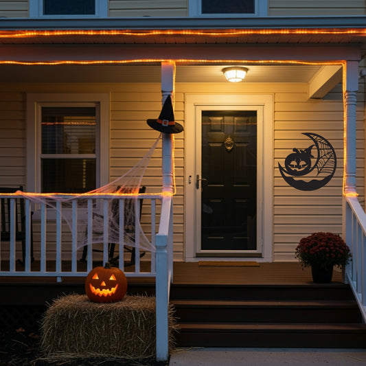 Halloween Pumpkin Witch Metal Wall Art