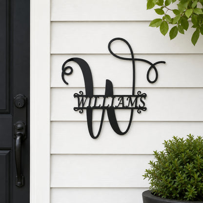 Calligraphy Family Name Monogram Metal Wall Art