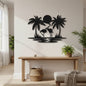 Tropical Flamingo Sunset Metal Wall Art