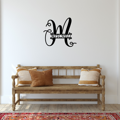 Personalized Monogram Metal Sign Calligraphy