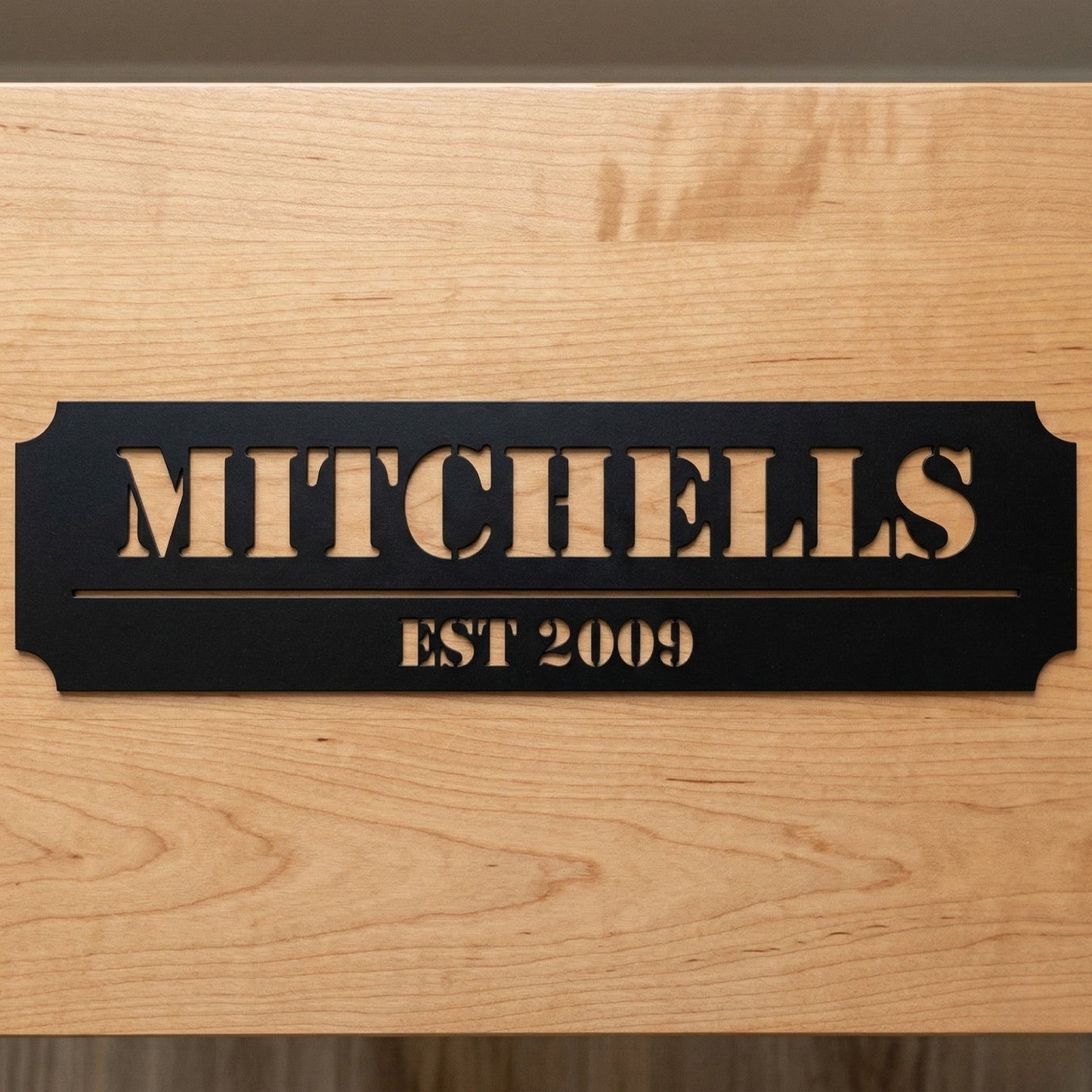 Custom Family Name Metal Sign - Straight Plaque with Established Year