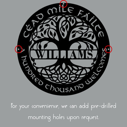 Custom Celtic Tree of Life Metal Wall Art with Family Name & Quote