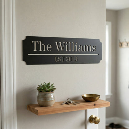 Custom Family Name Metal Sign - Straight Plaque Established Year