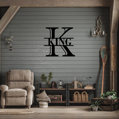 Classic Serif Metal Monogram with Family Name