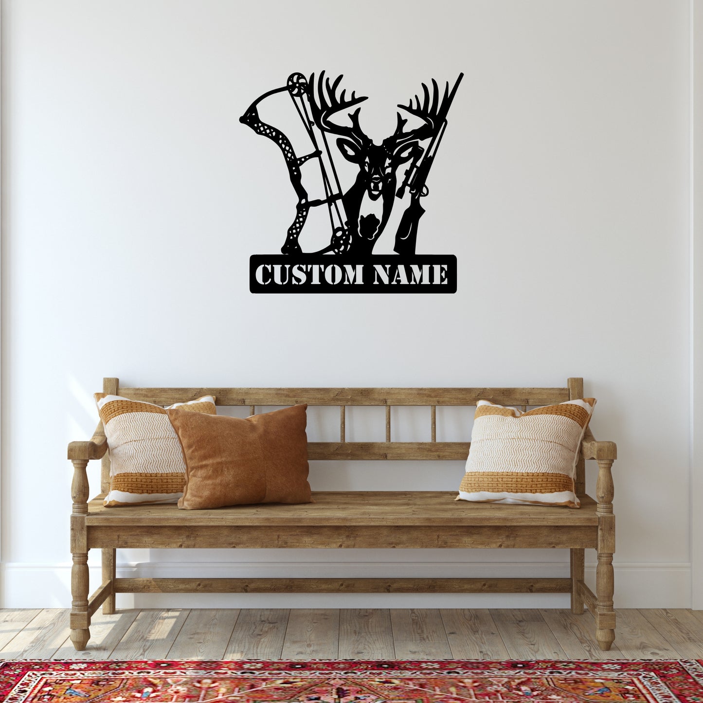 Custom Hunting Metal Sign - Deer, Bow & Rifle Wall Art